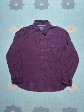 Eddie Bauer long sleeve button shirt corduroy maroon burgundy red women’s XL